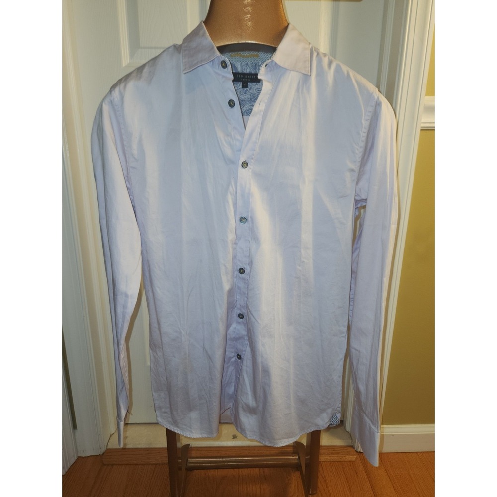 Ted‎ Baker Lavender Button-up Long Sleeve Dress Shirt  Size 4 With Decorative...